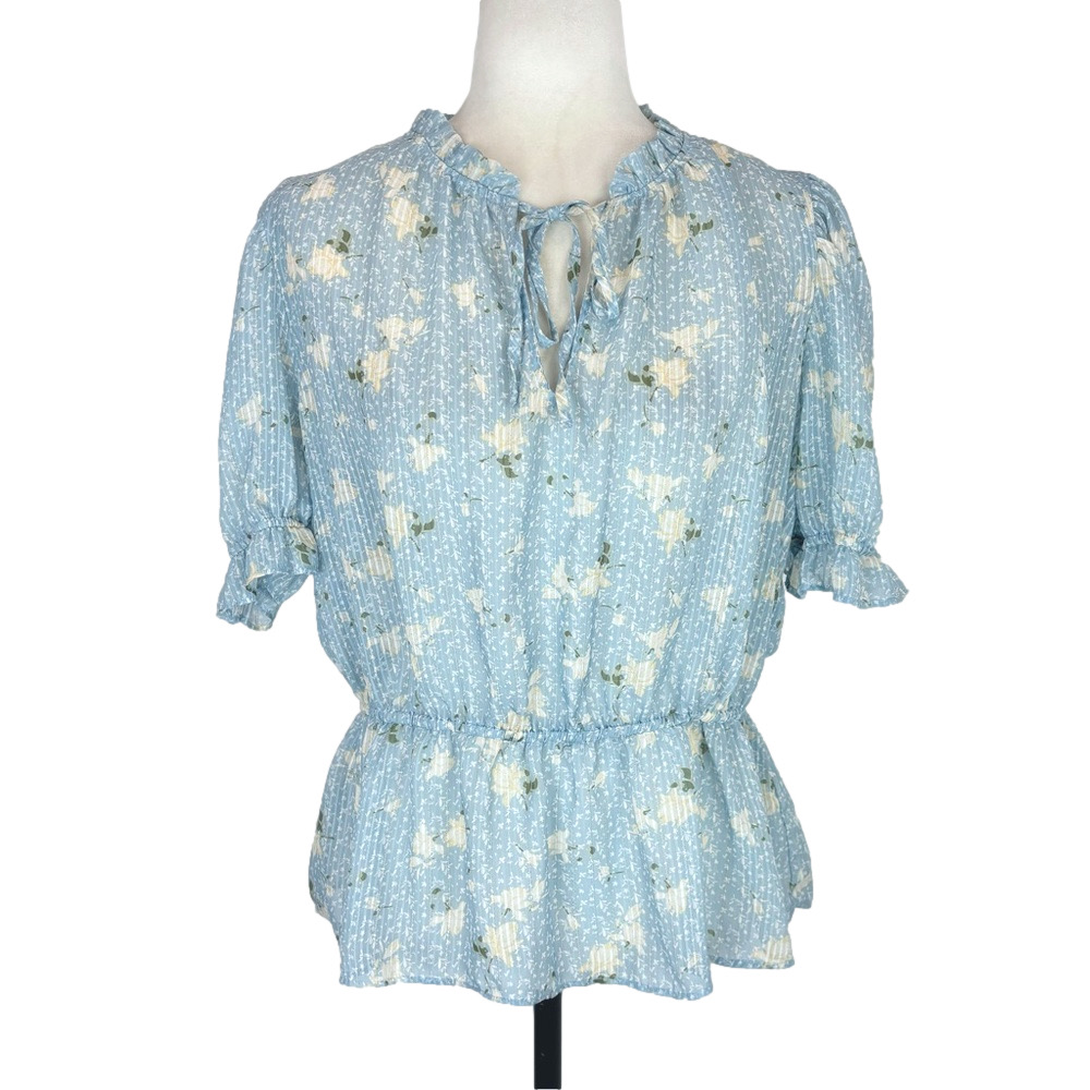 Maison Cinqcent blue floral blouse